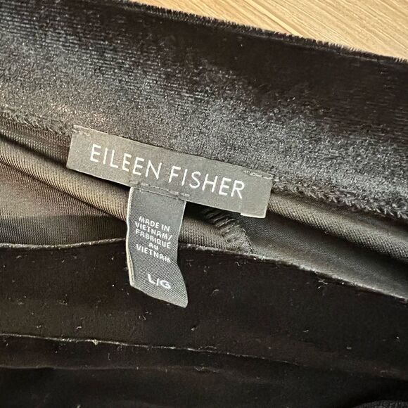EILEEN FISHER Black Velour Joggers Size Large - Picture 5 of 9